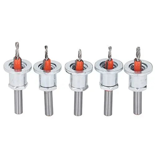 Produktbild: Senkerbohrer-Set, Senkerbohrer-Set für Holz mit Koffer, 5-teiliges Senkerbohrer-Set, Verstellbarer Ersatz-Kombi-Senkbohrer für Holz, Metall, Elektrowerkzeug