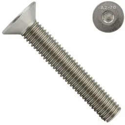 Produktbild: Senkkopfschrauben mit Innensechskant (ISK) - M5x60 - (10 Stück) - DIN 7991 / ISO 10642 - Vollgewinde - Senkschrauben - Werkstoff: Edelstahl A2 V2A - SC7991 | SC-Normteile®