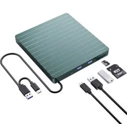 Produktbild: SENKUTA Externes CD DVD Laufwerk USB 3.0 & Type-C, DVD/CD+/-RW Brenner mit USB & SD/TF, DVD Laufwerk Extern für Alle PC Laptop/Desktop/MacBook, Windows 11/10/8/7/XP/Vista/Linux/MacOS