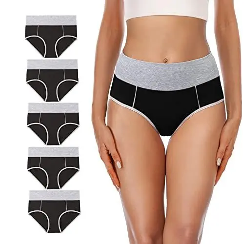 Produktbild: Senllori Unterhosen Damen Hohe Taille Baumwolle Unterwäsche Taillenslip Frauen Slips Schwarz Größe S