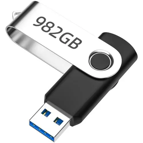 Produktbild: senmanber USB Stick, Schlankes Metallgehäuse USB-Flash-Laufwerk, USB 3.0 High Speed Speicherstick, Große Kapazität Flash Drive für Datenspeicherung und Backup, PC, Laptop, Silber/Schwarz