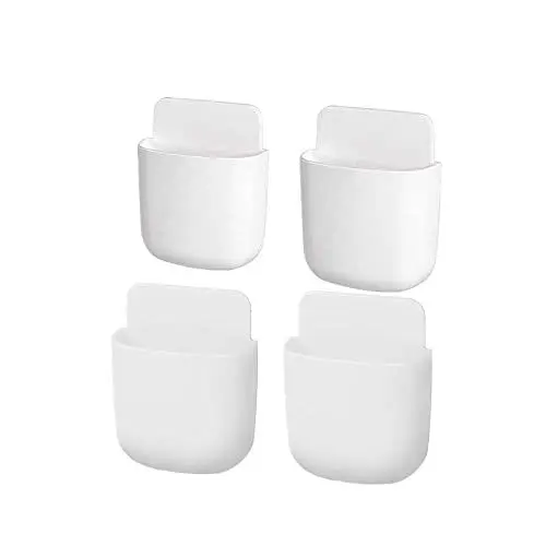 Produktbild: MINGCHENCN Senmil 4-Teilige Fernbedienung Halter Organizer, Fernbedienung Aufbewahrungsbox Wandhalterung, Wandhalterung Organisator Medien Organizer TV-Fernbedienung , für Handy-Ladegerät (Weiß 1)