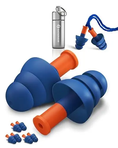 Produktbild: Senner ® WorkPro Strong | Ohrstöpsel zum Arbeiten – Ideal bei lauten Lautstärkequellen – Gehörschutz im Beruf & Zuhause – mit 3 extra Paaren, Nylonschnur & Aluminiumcontainer
