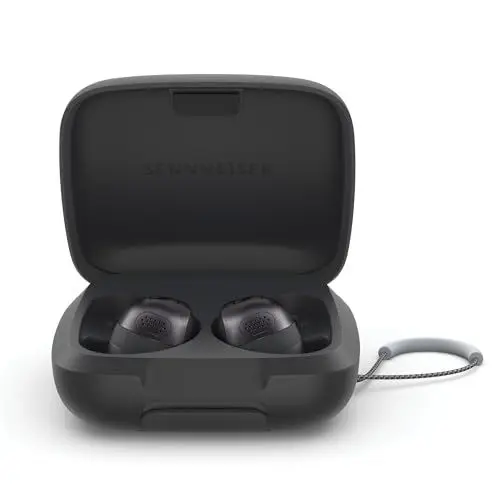 Produktbild: Sennheiser Momentum Sport-Ohrhörer mit Fitness-Tracking für Herzfrequenz und Körpertemperatur – kristallklarer Klang mit adaptiver ANC-Funktion, sichere Passform, 24 Stunden Akkulaufzeit – Graphit