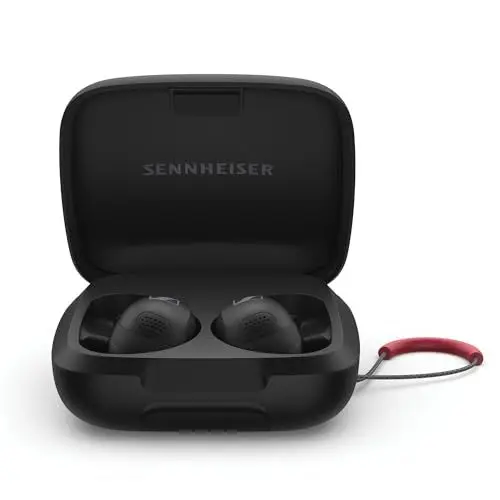 Produktbild: Sennheiser Momentum Sport-Ohrhörer mit Fitness-Tracking für Herzfrequenz und Körpertemperatur – kristallklarer Klang mit adaptiver ANC-Funktion, sichere Passform, 24 Stunden Akkulaufzeit – Schwarz