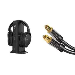 Produktbild: Sennheiser RS 175-U Over-Ear Funkkopfhörer HiFi Surround Sound, schwarz & KabelDirekt, Optisches Kabel/Toslink Kabel, 3m