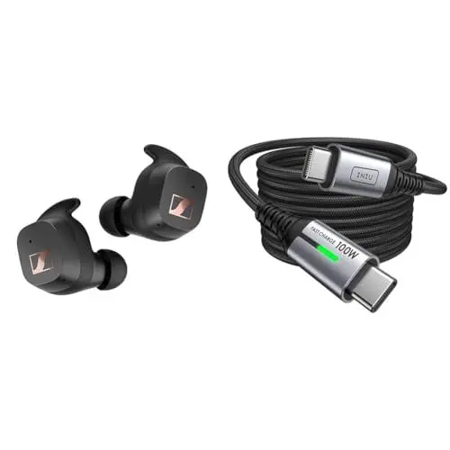 Produktbild: Sennheiser Sport True Wireless Ohrhörer – Bluetooth-In-Ear-Ohrhörer für einen sportlichen Lebensstil & INIU USB C Kabel