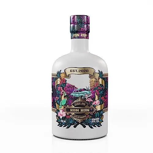 Produktbild: Ron Ron Rumlikör – Premium Rum mit tropischem Fruchtgeschmack & sanfter Rauchnote – 34 % vol. – handgemachter Rum-Blend aus der Karibik – ohne Zusatzstoffe – 0,7 L Flasche
