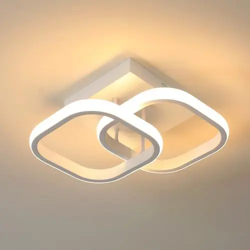 Produktbild: SENQIU Deckenleuchte LED, 30W 28CM LED Deckenleuchte Modern Quadratisch, Deckenlampe Wohnzimmer, Warmweiß 3000K, Deckenbeleuchtung aus Acryl für Schlafzimmer, Küche, Flur, Bad