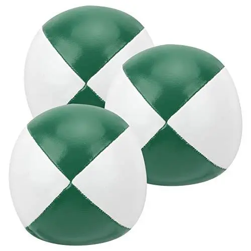 Produktbild: Senrusa 3 Stück PU-Leder Jonglierbälle Indoor Freizeit Tragbare Performance-Übungsbälle (Green and White)