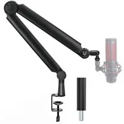 Produktbild: SENSIC SA-30 Mikrofonständer Tisch mit 360° drehbarem Schwenkarm, optionale Erhöhung und 3/8 bis 5/8 Adapter, Universelle Mikrofon Halterung, Profi Mikrofonarm inkl. Zubehör, Boom Arm Schwarz