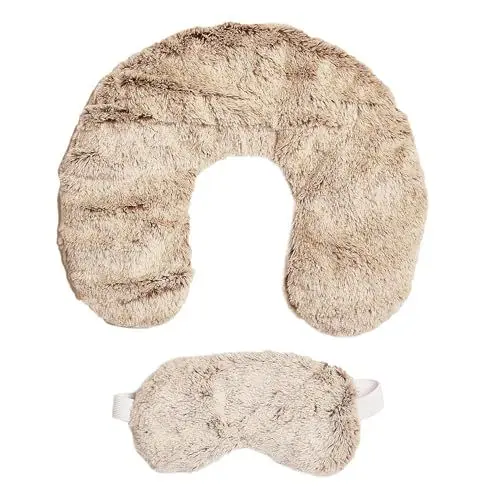 Produktbild: SENSLY, SB84336, braunes, mikrowellengeeignetes Nackenwärmer- und Masken-Set, außergewöhnlicher Komfort, hochwertige Materialien, einfache Handhabung, Elegantes Design und therapeutische Vorteile