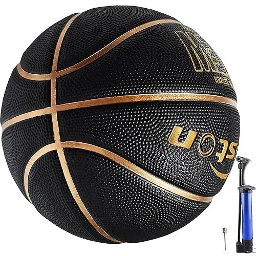 Produktbild: Senston Basketball Größe 7, Baskettball mit Pumpe, Outdoor Basketbälle, Anti-Rutsch und Hervorragender Grip, Schwarz