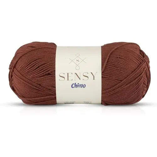Produktbild: Sensy Chino Soft Cotton Yarn, Soft Baby Cotton Yarn, Amigurumi Yarn, 3.5 oz, 360 Yards, Gauge 2 Fine (Brown)