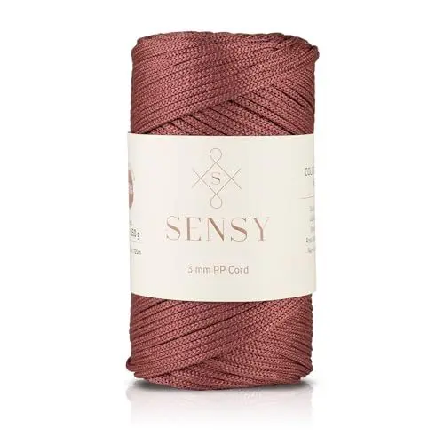 Produktbild: Sensy Premium Polyester-Seil, 3 mm, 100% Polypropylen, Makramee-Schnur, 3 mm, Häkeltasche, Kordel, Makramee-Seil, Häkelgarn, Geschenk für Stricker, (Dusty Rose)