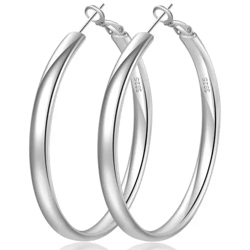 Produktbild: Senteria Silber 925 Große Hypoallergene Creolen - Leichte Ohrringe für Damen und Mädchen 60mm