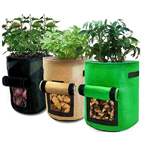 Produktbild: SENXINGYAN Pflanztaschen 3er Pack, Atmungsaktive Vliesstoff Pflanzsäcke, 10 Gallonen Pflanztasche mit Verstärktem Griff – Ideal für Kartoffeln, Erdbeeren, Erdnüsse, Blumen und Gemüse