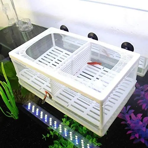 Produktbild: SENZEAL Aquarium Netz Ablaichbehälter Fisch Isolation Zuchttank Brutkasten Inkubator Mesh Fish Tank Isolation Box für Aquarium Baby Fisch mit 3er Pipette