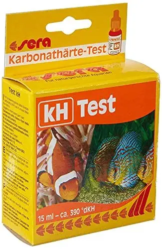 Produktbild: sera 04210 Karbonathärte Test (KH), misst zuverlässig und genau die Karbonathärte, für Süß- & Meerwasser, im Aquarium oder Teich, 15 ml (1er Pack)