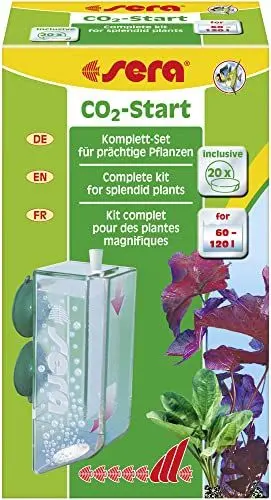 Produktbild: sera CO2-Start | Einfaches CO2-Düngesystem für 60-120 Liter Aquarien | Optimale Pflanzennahrung durch Kohlendioxid | unauffälliges Design & einsteigerfreundlich | Inklusive 20 CO2-Tabs Plus Tabletten