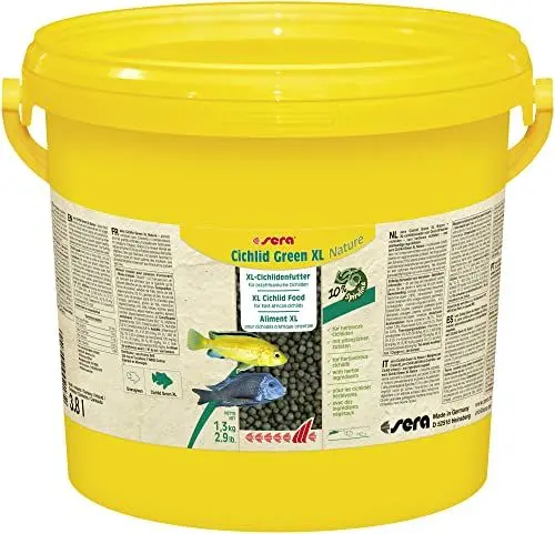 Produktbild: sera Cichlid Green XL Nature 3,8 L (1,3 kg) - Hauptfutter mit 10 % Spirulina für größere herbivore Cichliden, Futter für Malawi