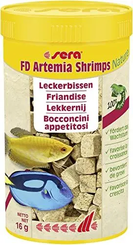Produktbild: sera FD Artemia Shrimps Nature 250 ml - Der Leckerbissen für ein gesundes Wachstum - Fischfutter fürs Aquarium mit sehr hoher Verwertbarkeit und somit weniger Algen