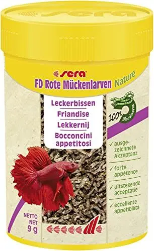 Produktbild: sera FD Rote Mückenlarven Nature 100 ml - Der Leckerbissen für Jungfische und Feinschmecker - Fischfutter fürs Aquarium mit sehr hoher Verwertbarkeit, somit weniger Algen