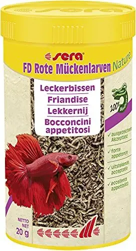 Produktbild: sera FD Rote Mückenlarven Nature 250 ml - Der Leckerbissen für Jungfische und Feinschmecker - Fischfutter fürs Aquarium mit sehr hoher Verwertbarkeit, somit weniger Algen