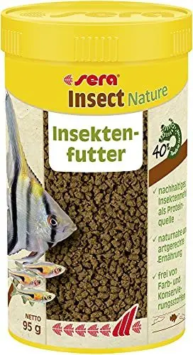 Produktbild: sera Insect Nature 1,5 mm 250 ml - 100% Protein aus nachhaltiger Quelle - nachhaltiges Insektenmehl als Proteinquelle BZW. Fischfutter fürs Aquarium, Granulat, ohne Farb- & Konservierungsstoffe