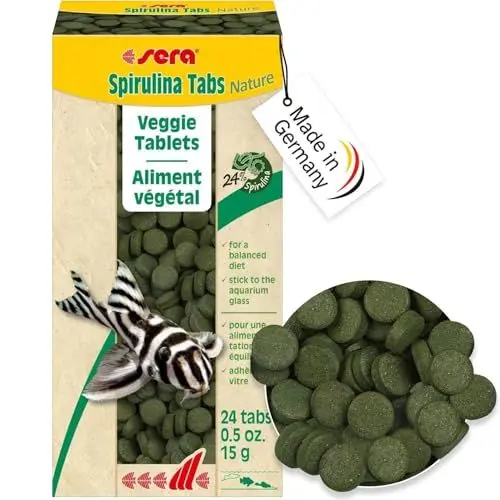 Produktbild: sera Spirulina Tabs Nature 24 Tabs (15 g) - Hafttabletten mit 24 % Spirulina für eine gesunde Verdauung und Vitalität, Futtertabletten Aquarium