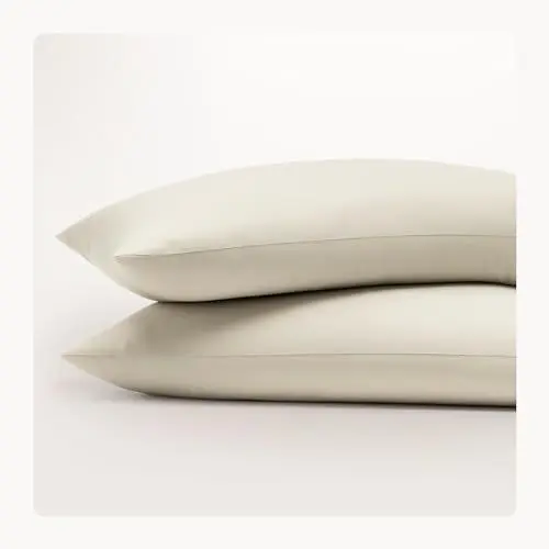 Produktbild: Seralino Satin Kissenbezug 40 x 80 Beige (2er Set) 100% Bio Baumwolle, Oeko-Tex, atmungsaktiv, weich wie Seidenkissenbezug 40x80, auch als Dekokissen Sofakissen, 40x80cm Kissenbezug mit Reißverschluß