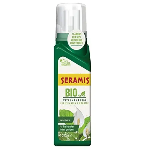 Produktbild: Seramis Bio-Vitalnahrung für Pflanzen und Kräuter, 200 ml – Pflanzendünger für biologischen Anbau, Flüssigdünger mit praktischer Dosierhilfe