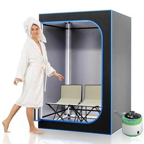 Produktbild: SereneLife mobile Sauna, mini Sauna für 2 Personen, mobile Dampfsauna für zuhause, Portable Sauna, Heimsauna, Sauna Zubehör: Dampfgenerator, 2 Stühle, Controller für Hitze- Zeiteinstellung