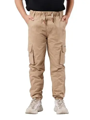 Produktbild: SERENYOU Jungen Cargohose Kinder Cargo Hose Jugendliche Freizeithose Jungs Jogginghose mit Elastischem Bund Khaki 146-152