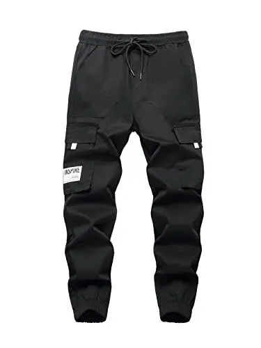 Produktbild: SERENYOU Jungen Cargohose Kinder Cargo Hose Jugendliche Freizeithose Jungs Jogginghose mit Elastischem Bund Schwarz 164-170
