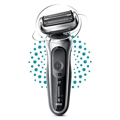 Produktbild: Braun Series 7 71-S1000s Elektrorasierer für Herren, Silber, 360° Flex, Wet & Dry, wiederaufladbar, kabelloser Rasierer