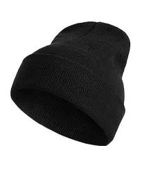 Produktbild: SERIMANEA Mütze Schwarz Herren - Strick Beanie aus 100% Acryl für Herren. Warme, Weiche und Bequeme Kopfbedeckung für kalte Tage im Herbst und Winter - Einheitsgröße.