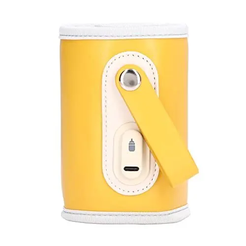 Produktbild: Serlium Tragbarer Babyflaschenwärmer, USB-Flaschenwärmer-Abdeckung, konstante Temperatur, Reiseflaschen-Wärmebeutel mit Temperaturanzeige für 240 ml Babymilchflasche, Gelb