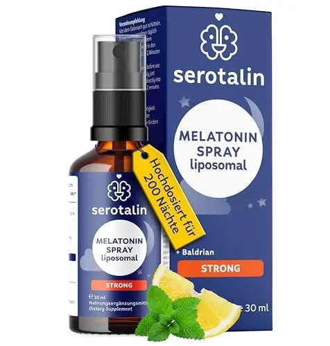 Produktbild: serotalin Melatonin Spray liposomal für 200 Nächte | Alkoholfreies Einschlafspray mit Baldrian & Zitrone-Minze | Einschlafhilfe für Erwachsene | 30 ml