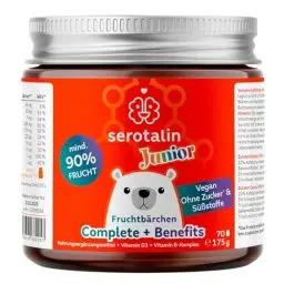 Produktbild: serotalin JUNIOR - PREMIUM Kinder Vitamine für clevere Kids - Leckere Fruchtbärchen mit 90% Fruchtanteil, Vitamin D3 + B-Komplex und Mineralien - 70 Stück für 1 Monat