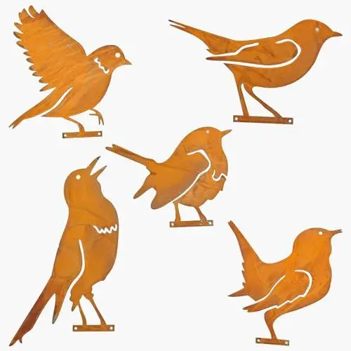 Produktbild: Sertay 5 Stück Metall Vogel Stecker Gartendeko, Rost Gartendeko Draußen, Metall Vogel Baumstecker, Rostiges Vögel Deko Rost, Geeignet für Gärten, Terrassen, Parks, Zäune