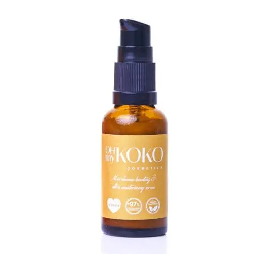 Produktbild: OhMyKoko | Gesichtsserum für Trockene und Dehydrierte Haut 30 ml | Hyaluronsäure, Probiotika und Pflanzliches Squalan | Tiefenhydration, Verjüngung und Schutz | Vegan