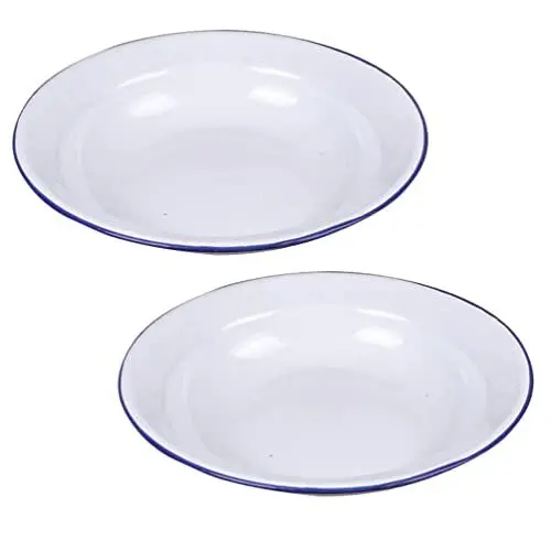 Produktbild: Servierteller Servierschale Große Salatschüssel Salatschale Emaille schale Servierplatte Servierschüssel Obstteller Speiseteller Kuchenteller zum Abendessen im Freien Picknick BBQ Butter 2pcs 16CM