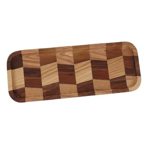 Produktbild: Servierteller, Teetablett, Holz, Multifunktionaler Dessertteller mit Gittermuster (32 * 12,5 cm)