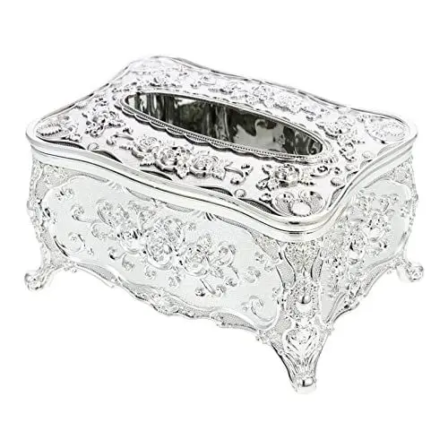 Produktbild: Servietten Box Europ?ischer Stil Tissue Box Cover Acryl- Pr?genpapier Serviettenhalter Beh?lter Papierabdeckung Serviettenhalter Home Dekoration (Silber) Papiertuchspender