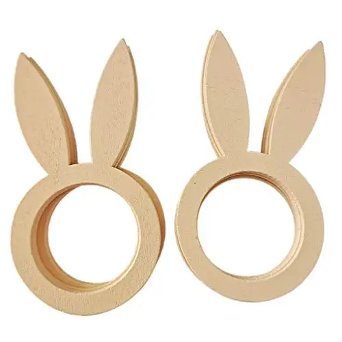 Produktbild: Serviettenringe aus Holz, Tischdekoration, Dekoration für Frühling, Ostern, Party, Serviettenringe, Set mit 8 Kristallen, 10 Stück