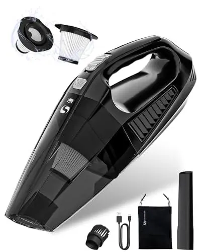 Produktbild: SERVOMASTER Auto Staubsauger, Tragbarer Akku-Handstaubsauger, Mini Handstaubsauger Kabellos Stark, Handheld Vacuum Cleaner Car Accessories, Auto-Innenreinigung Zubehör Kit Essentials für Frauen Männer