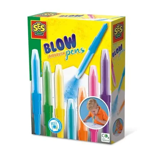 Produktbild: SES Creative | Airbrush Filzstifte zum Aufpusten | 7 lebendige Farben | Misch- und Abstufungs-Effekt | Auswaschbare Tinte | Kreative und künstlerische Aktivitäten | Geschenkidee ab 5 Jahren