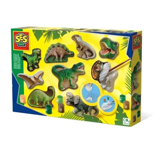 Produktbild: SES Creative | Dinosaurier Bastelset für Kinder | 2-in-1 Gipsgießen und Kratzbilder | DIY Set Kinder ab 5 Jahren | Kreatives Spielzeug | Geschenkidee | Auswaschbare Farben | Fördert Motorik