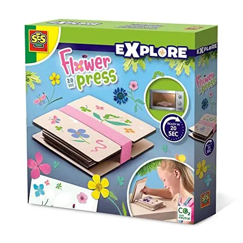 Produktbild: SES Creative 25201 - Blumenpresse 20 Sek, Trockenblumen ohne Wartezeit, Mikrowellengeeignet, Set für Kinder, Weißes, Mehrfach